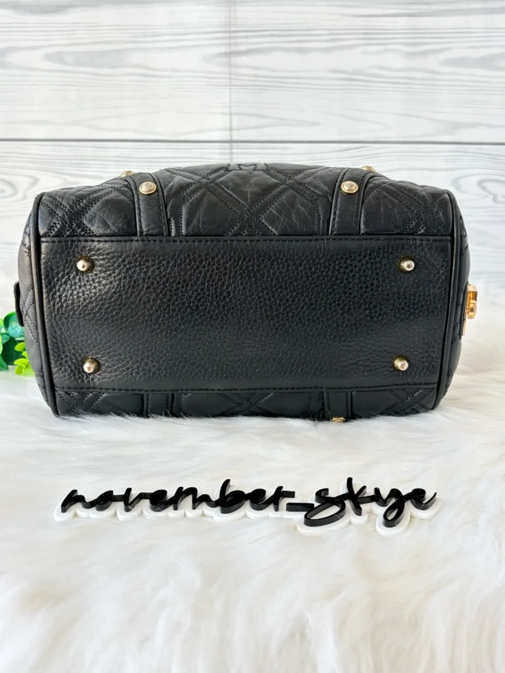 Metrocity Black Boston Bag with Gold‎ Accents